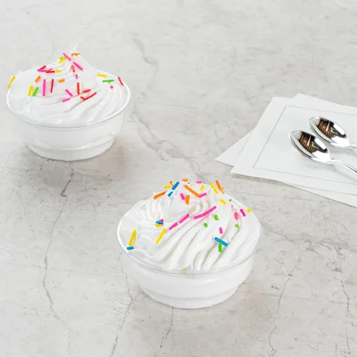 Vista 4 de Restaurantware -RW Base 3.5 oz - Vasos de helado de 3.5 onzas, 50 tazas de parfait desechables - Taza de postre de plástico transparente, elegante