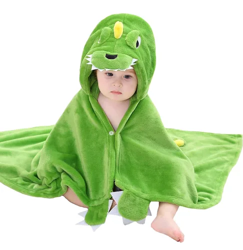 Vista 11 de TONWHAR Manta con capucha de cara de animal para bebés y niños de 0 a 4 años, manta de felpa para después del baño (caballo azul)