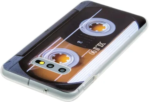 Vista 5 de FAteam - Funda para Galaxy S10e a prueba de golpes, a prueba de arañazos, con TPU suave, carcasa de cinta de casete de música retro, compatible