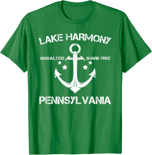 Vista 4 de Playera divertida de Lago Harmony Pennsylvania para acampada o pesca Negro