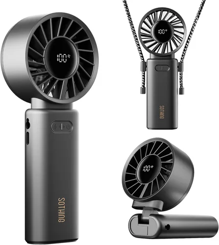 Vista 10 de SOTHING Ventilador turbo portátil de mano con placa de enfriamiento de hielo, 100 velocidades, tiempo de funcionamiento de 15 horas, mini ventilador