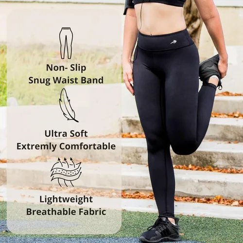 Vista 4 de CompressionZ - Leggings de compresión de cintura alta para mujer, para hacer yoga, correr, ir al gimnasio, fitness y entrenar a diario, pantalones