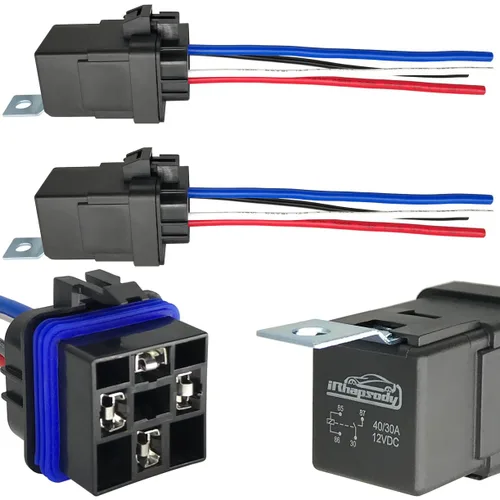 Vista 10 de Relé impermeable de 4 pines 40/30AMP 12V CC con cables de alta resistencia, relé automotriz SPST, paquete de 1