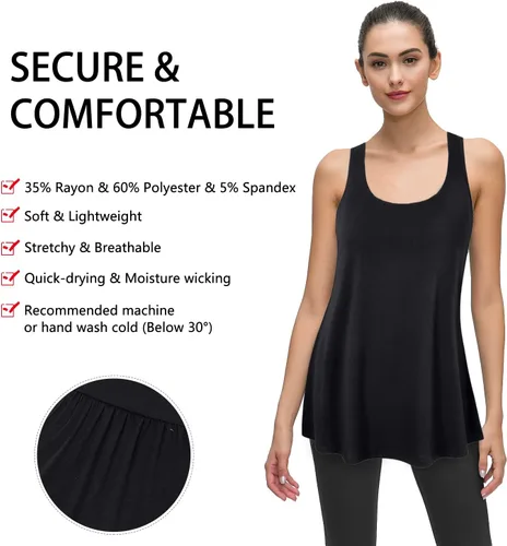 Vista 36 de Cestyle - Camiseta sin mangas para mujer, cuello redondo, corte holgado, para entrenamiento