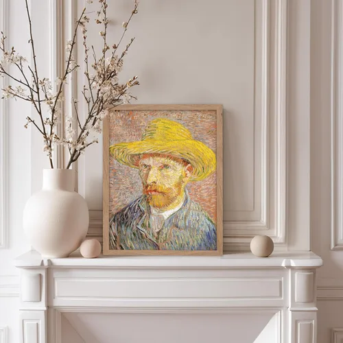 Vista 5 de Poster Master Póster clásico de Van Gogh, impresión impresionista vintage, regalo para artista, pintor, autorretrato, sombrero de paja, dibujo