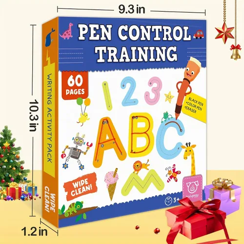 Vista 6 de Actividades de Aprendizaje Preescolar 60 Páginas Reutilizables, Libro de Práctica de Escritura de Letras y Números para Niños, Juguetes