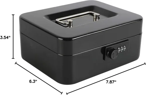 Vista 10 de xydled Caja fuerte de acero con cerradura de combinación, caja fuerte para dinero con bandeja extraíble para monedas, tamaño mediano, 7.87 x 6.30 x