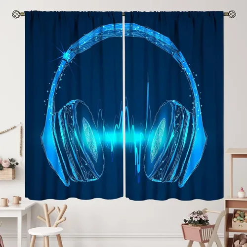 Vista 32 de Cortinas de jazz para mujer americana, estilo grunge, estilo grunge, con bolsillo para barra, para dormitorio, sala de estar, decoración