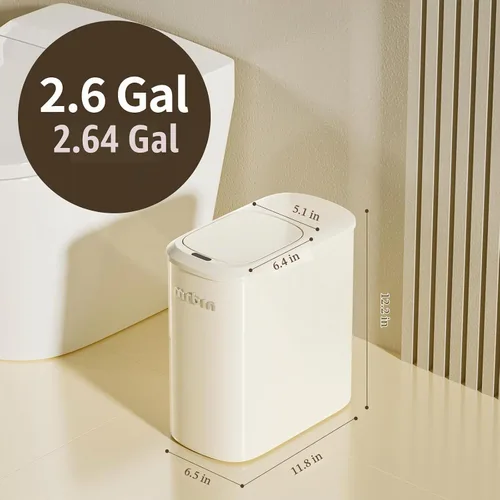 Vista 8 de MRBIN Bolsa de absorción con sensor de movimiento, cubo de basura de baño con tapa y ruedas, cesta de basura automática de 2.6 galones