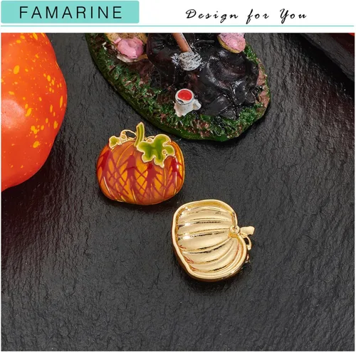 Vista 6 de FAMARINE Aretes de calabaza de Halloween para mujer, aretes divertidos de calabaza, regalo de vacaciones, Latón, No es una piedra preciosa