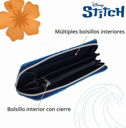Vista 4 de Disney Lilo and Stitch - Cartera con cremallera, cremallera alrededor