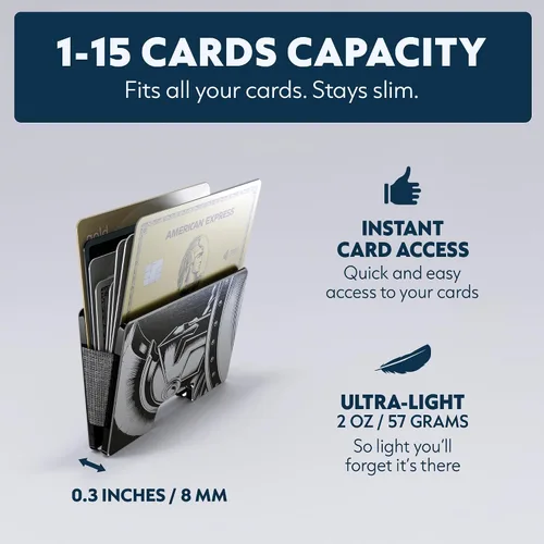 Vista 11 de Cartera de aluminio impresa 2.5D para hombres: clip delgado para dinero y tarjetero con barniz selectivo táctil. Bloqueo RFID mejorado, compacto