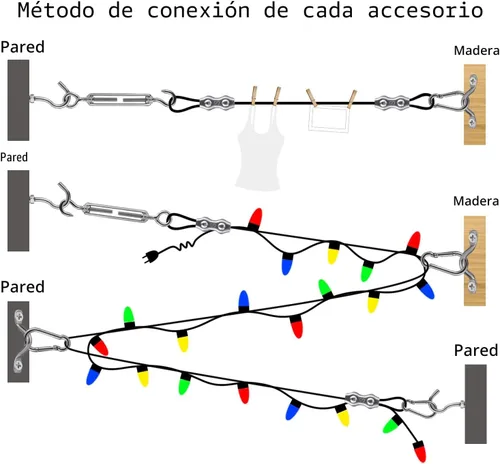 Vista 2 de Kit de cadena de luces para colgar, kit de suspensión de luces de globo, cable guía de luz para exteriores, incluye cable de cuerda de alambre