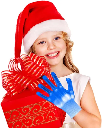 Vista 3 de LED Gloves, Light Up Gloves Finger Lights Colorful Flashing LED Gloves Kids Cool Toys for Christmas Halloween Clubbing Party