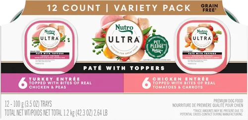 Vista 15 de Nutro Paté de comida ultra húmeda para perros con adornos de comida para perros, plato principal de pollo, bandejas de 3.5 onzas