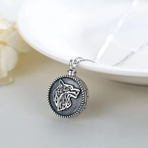 Vista 6 de Wolf Locket That Holds Pictures PendantUrn Necklace for Ashes Mens Viking Wolf Pendant Necklace keepsake Memorial Jewelry Gifts for Women Men