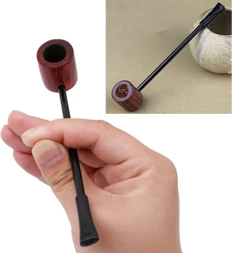 Vista 5 de 1 unids pipa de tabaco clásica pipa de fumar pipa de madera para hombres hermanos tus amigos