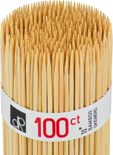 Vista 11 de DecorRack Pinchos de bambú natural de 6 pulgadas, 100 pinchos de madera para asar a la parrilla, barbacoa, aperitivos, frutas, smores, cóctel