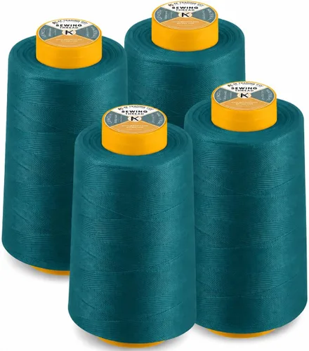 Vista 9 de AK Trading Paquete de 4 Conos de Hilo de Coser Multiusos Aqua (6000 Yardas Cada Uno) de Carretes de Hilo de Poliéster de Alta Resistencia a la Agua