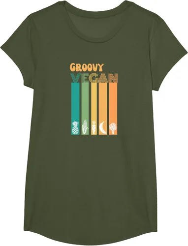Vista 77 de Groovy Vegan Retro Vintage Cool Veggies 70 80 Flower Power Camiseta, Negro