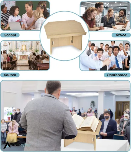 Vista 7 de AdirOffice Podio de mesa, podio plegable ideal como atril de mesa, beige