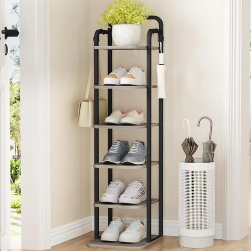 Vista 21 de Hzuaneri - Zapatero vertical, estantes para zapatos, organizador de madera para el armario, entrada, torre de zapatos para espacios pequeños, de pie