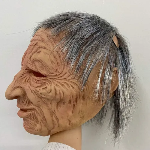 Vista 7 de Pacoco Atongqu - Máscara divertida de Halloween para Halloween, cosplay realista, súper suave, máscara de anciano para adultos, para hombre y mujer