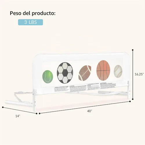 Vista 4 de Dream On Me Riel de cama de malla ajustable, dos niveles de altura, listo para usar, compatible con camas de tamaño individual, construcción