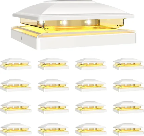 Vista 14 de VOLISUN - Luces solares para punta de poste al aire libre, impermeables, paquete de 12, valla solar - Luces para postes de 4x4, 5x5, 6x6 de Blanco