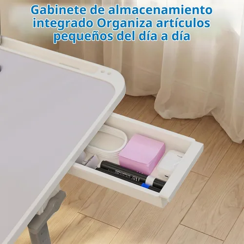 Vista 6 de Potuopy Escritorio ajustable para computadora portátil, bandeja de mesa de Gris