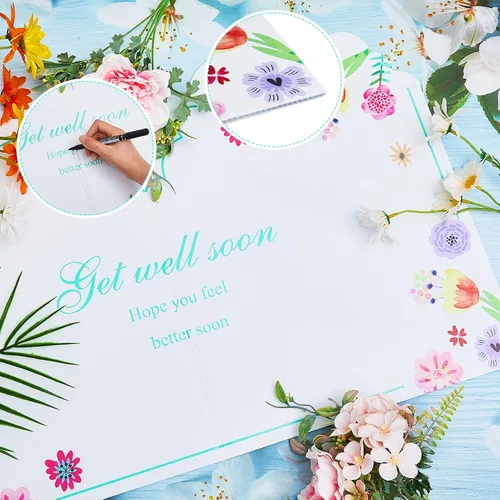 Vista 4 de Fulmoon Tarjetas de plástico con sobres, tarjetas de condolencias de temática floral jumbo con sobre blanco en blanco, extra grandes, 24.8 x 16