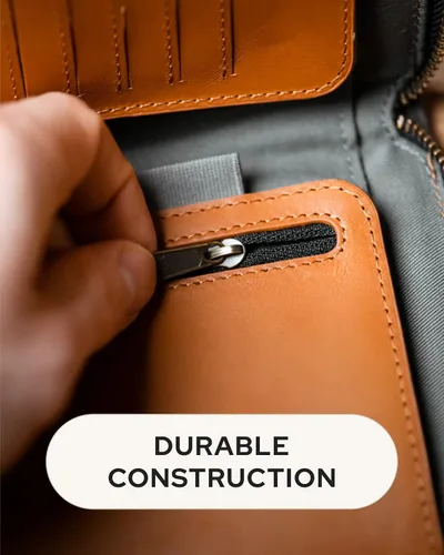 Vista 5 de LOCTOTE Soporte para pasaporte RFID Cuero de grano completo y lona de cera impermeable Cartera de pasaporte de viaje Cartera de cuero