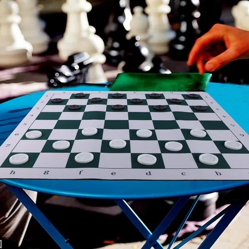 Vista 5 de Juegoal Juego de ajedrez y damas portátil de 20", 2 en 1 juegos de mesa de viaje para niños y adultos, juegos de ajedrez plegables enrollables