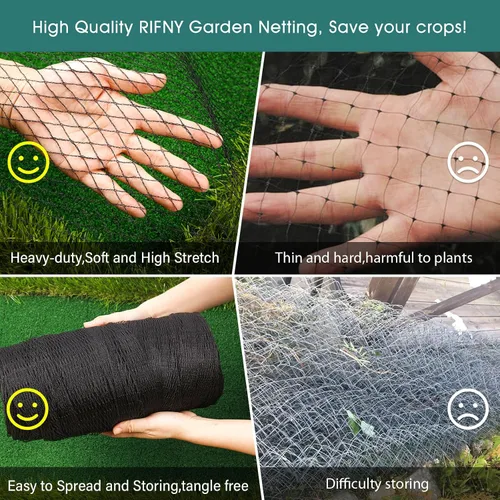 Vista 5 de Red para Pájaros para Jardín - 6.5 x 32.8 Pies Malla Antipájaros de Servicio Pesado con Amarres y Grapas para Paisajismo para Vegetales, Árboles