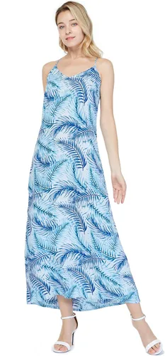 Vista 2 de Ropa de Luau hawaiana para hombres, mujeres, niñas y niños en hojas simplemente azules