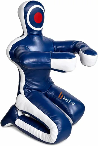 Vista 9 de Bestzo MMA Martial Arts - Saco de boxeo brasileño para Jiu Jitsu, posición sentada, manos sin llenar en la parte delantera Azul