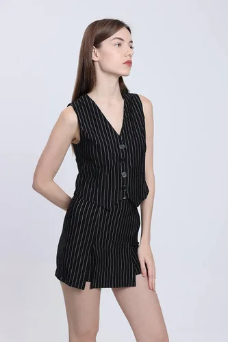 Vista 2 de Faldas con falda pantalón a rayas para mujer, estilo casual, mini longitud, Y2K, bodycon 2023