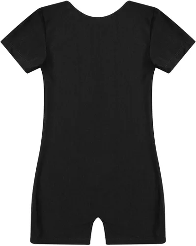 Vista 4 de Leotardo elástico de manga corta para niños y niñas, para gimnasia, ballet, danza, leotardo