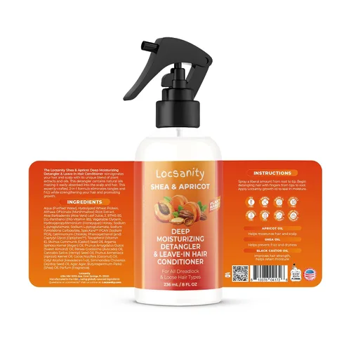 Vista 3 de Locsanity Shea & Apricot Suelto, Natural, Acondicionador y Hidratante Suelto Cuidado Natural del Cabello Paquete - Fórmula de Fuerza y Crecimiento