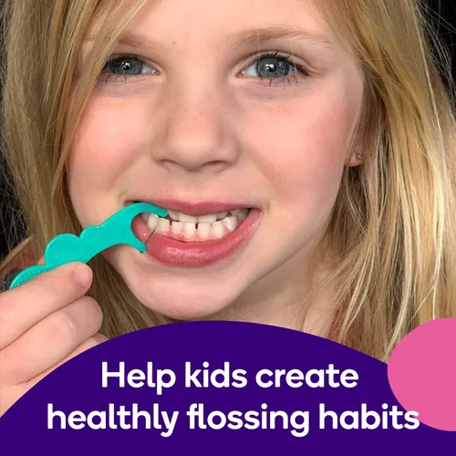 Vista 3 de BURST Hilos dentales para niños (90 unidades/1 paquete) Aroma a fresa Palillos de hilo dental para niños con diseño ergonómico Agarre