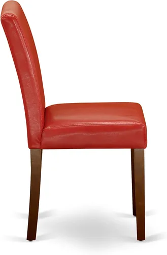 Vista 7 de East West Furniture HLAB5-MAH-72 - Juego de mesa de comedor de 5 piezas, incluye una mesa de comedor redonda con pedestal y 4 sillas tapizadas