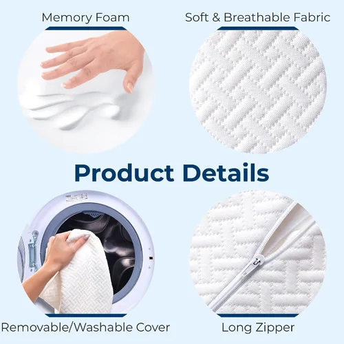 Vista 7 de Elevon Almohada ortopédica de espuma viscoelástica con diseño ergonómico de ranura, almohada de apoyo cervical para aliviar el dolor de cuello