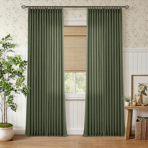 Vista 51 de TWODRAPES Juego de 2 paneles de cortinas plisadas de lino de 96 pulgadas de Avena