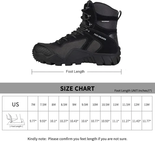 Vista 4 de FREE SOLDIER Men's Waterproof Hiking Boots Military Tactical Boots for Men Outdoor Lightweight Work Boots