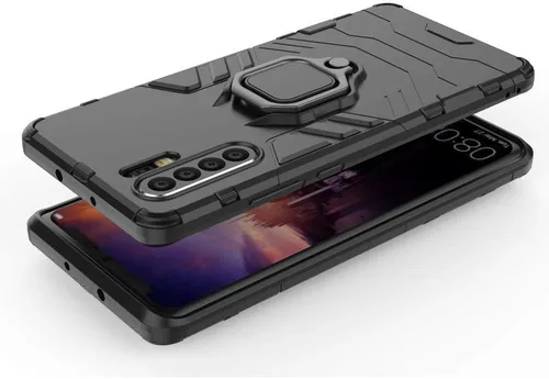 Vista 6 de Funda de teléfono para Huawei P30 Pro con protector de pantalla de vidrio templado y soporte magnético para anillo soporte soporte delgado