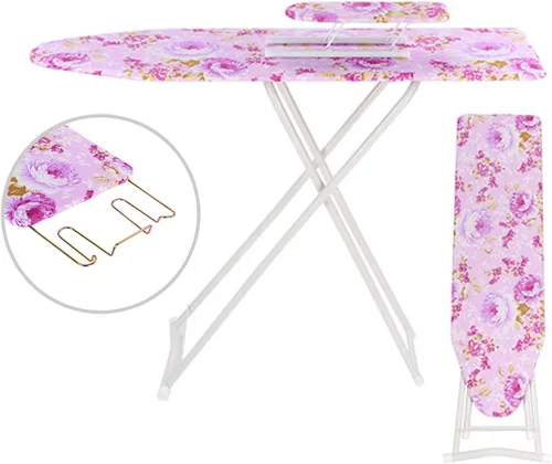 Vista 6 de Tabla de planchar de tamaño completo, tabla de planchar plegable de 4 patas con soporte de hierro, tabla de planchar de altura ajustable