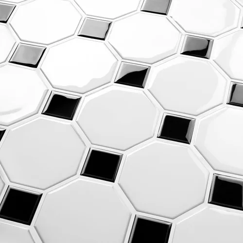 Vista 4 de FunStick Protector contra salpicaduras hexagonales blancas para cocina, de 12 x 12 pulgadas, removible, parte trasera cuadrada negra, despegar