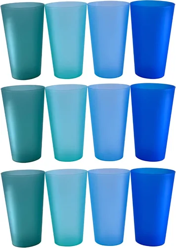 Vista 9 de AOYITE Juego de 12 vasos reutilizables de plástico de 22 onzas, sin BPA Color del arco iris