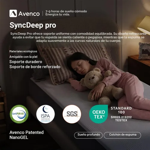Vista 2 de Avenco SyncDeep - Colchón individual de 5 pulgadas para sueño profundo
