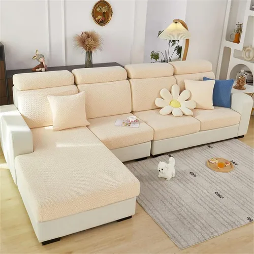 Vista 2 de Fundas de cojín para asiento de sofá, fundas elásticas para cojín para sofá, funda antideslizante de repuesto, protector grueso de muebles con Beige